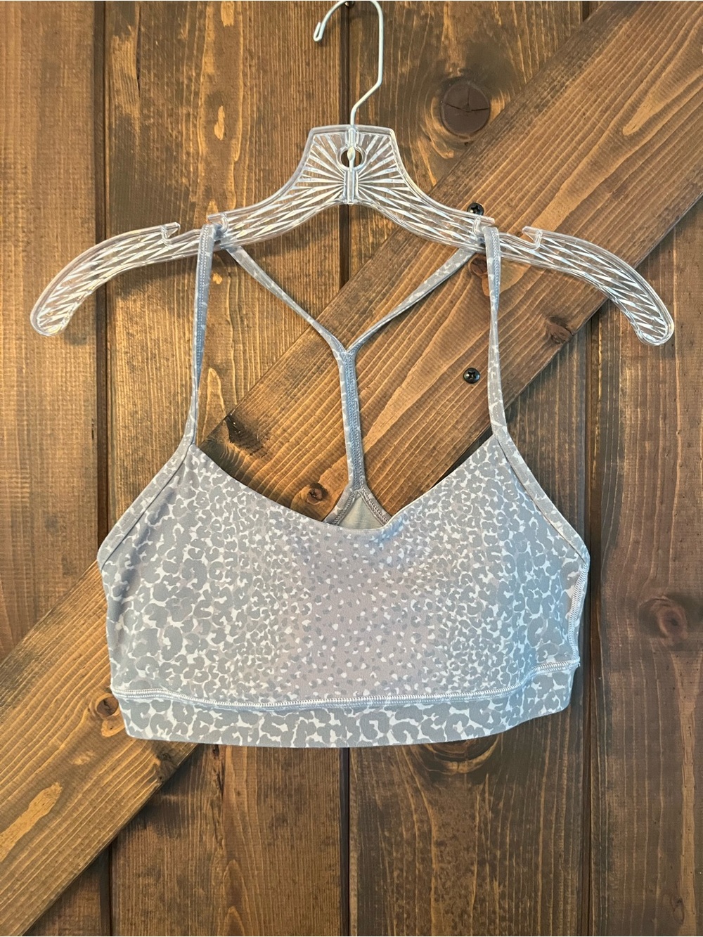 SOLD Lululemon Light Gray Leopard Print Jog Bra Bralette
